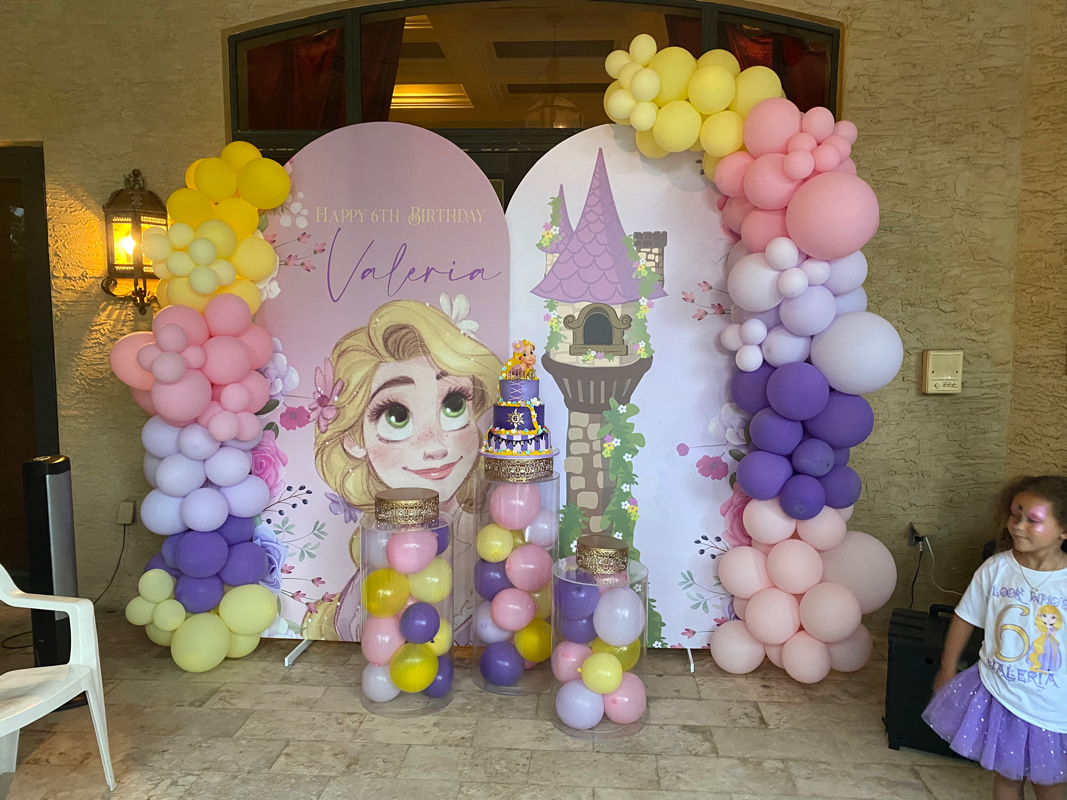 2 panels Round top Backdrop with Balloon Garland - Custom made and personalized