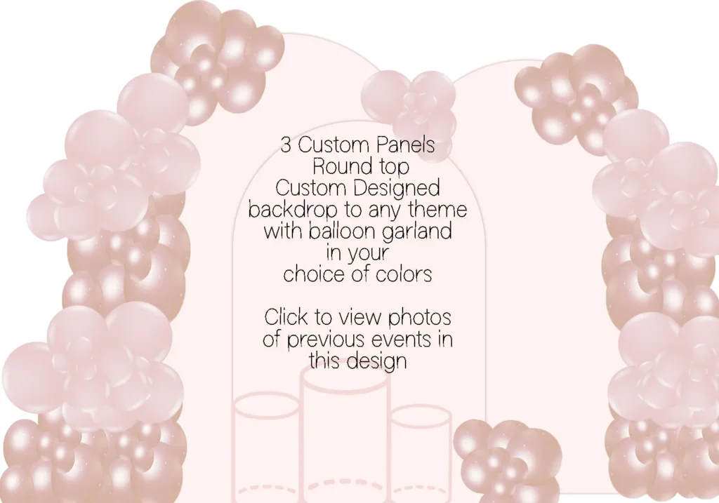 3 Panels total of 8x12 Custom Printed Backdrop with Balloon Garland